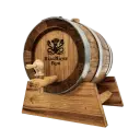 HeulNichtRum Eichenholzfass mit 6 Gläsern Black&Gold